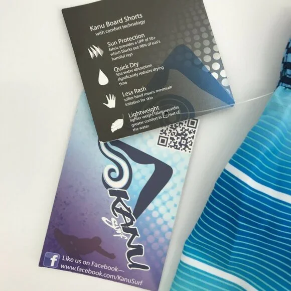 Kanu Surf Mens Echelon Blue Striped Sun Protection Quick Dry Board Shorts XXL - Picture 7 of 7